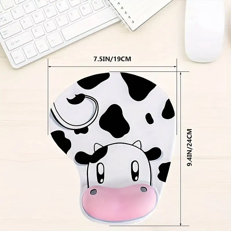 1 Piece of Cute Cow Wrist Rest Mouse Pad with Cartoon Pattern, Soft and Non-Slip Wrist Pad
