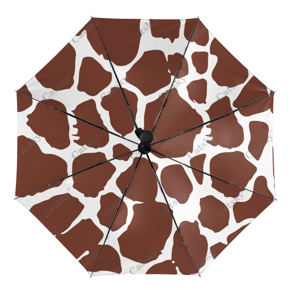 Cow Pattern Wo Folding Umbrella Windproof Sunscreen UV Protection Fashion Portable Gift Travel Outdoor Umbrellas