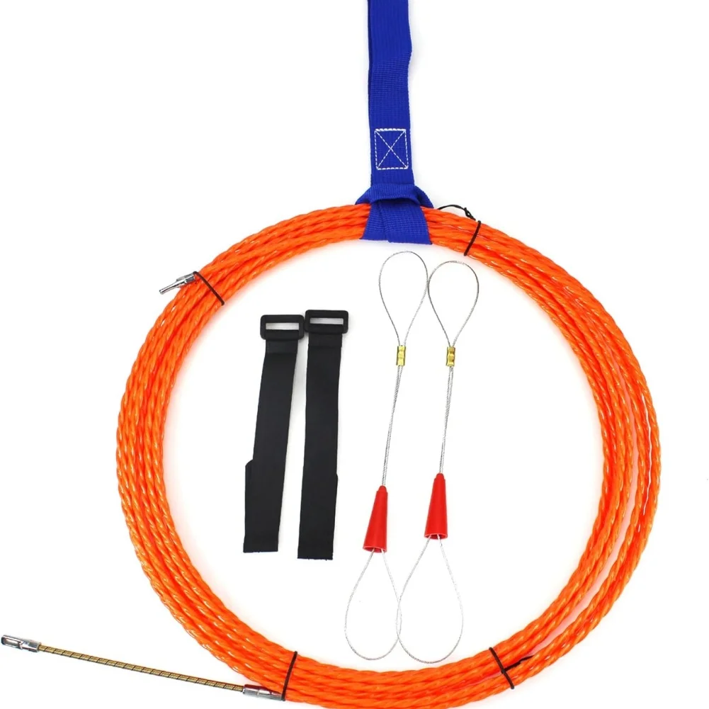 10M 20M 30M 50M Fish Tape Puller Kit Orange Polyester Wire Threading Tool with Interchangeable Tips for Multiple Uses