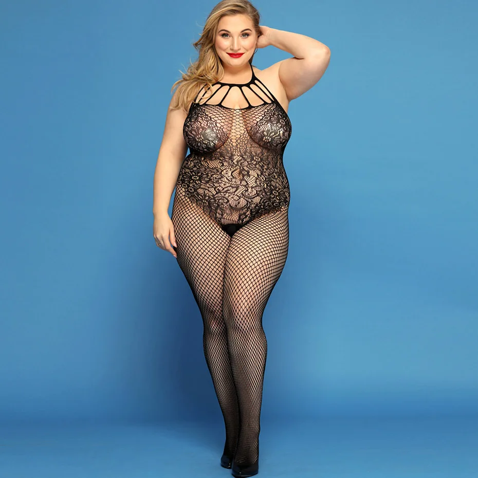 Sexy Lingerie Women Body Underwear Plus Size Halter Bodysuit Open Crotch Bodystocking Nightwear Erotic Lingerie Porno Costumes