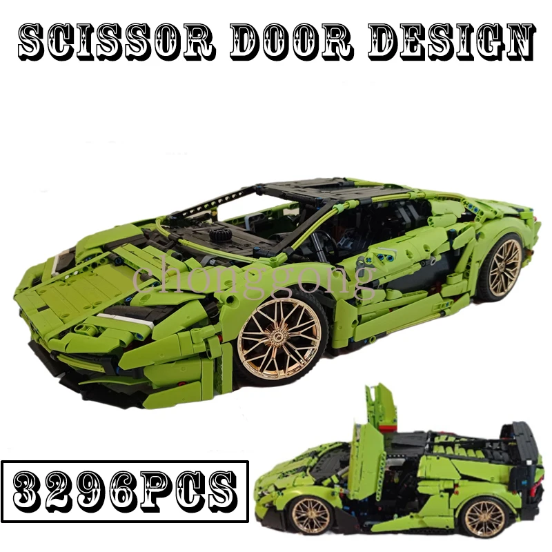 New 3296PCS Countach LPI 800 4 Supercar Racing Car Vehicle Sports Model Technical Building Blocks Brick Toy Kid Birthday Gift