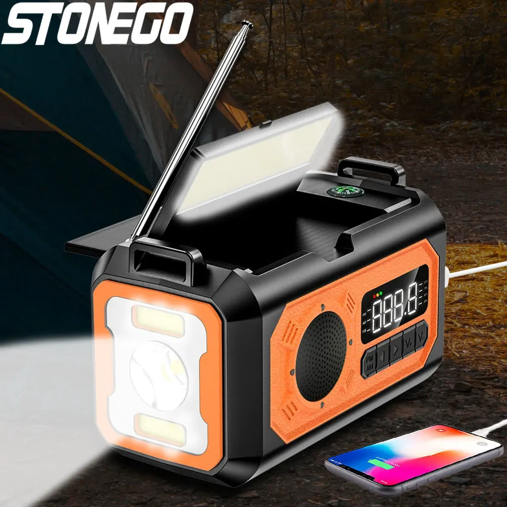 

Портативное солнечное радио AM/FM/NOAA с ручным динамо-генератором 12000 мАч и аварийной лампой для кемпинга на открытом воздухе