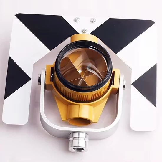 64mm Optical Metal Prism for Total Station with Red Soft Bag, 0/-30mm Constant Surveying Reflector Accessory