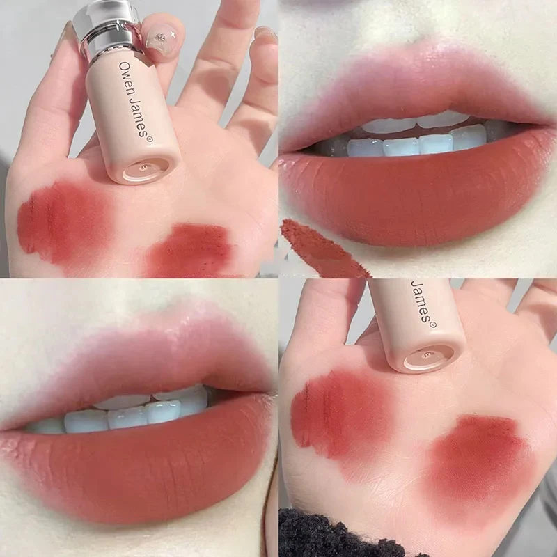 Roze Mist Lipcrème Kleine Fles Modder Matte Fluwelen Lipgloss Klei Langdurige Kleur Niet-uitdrogende Naakt Perzik Lip Glazuur Rouge Tint