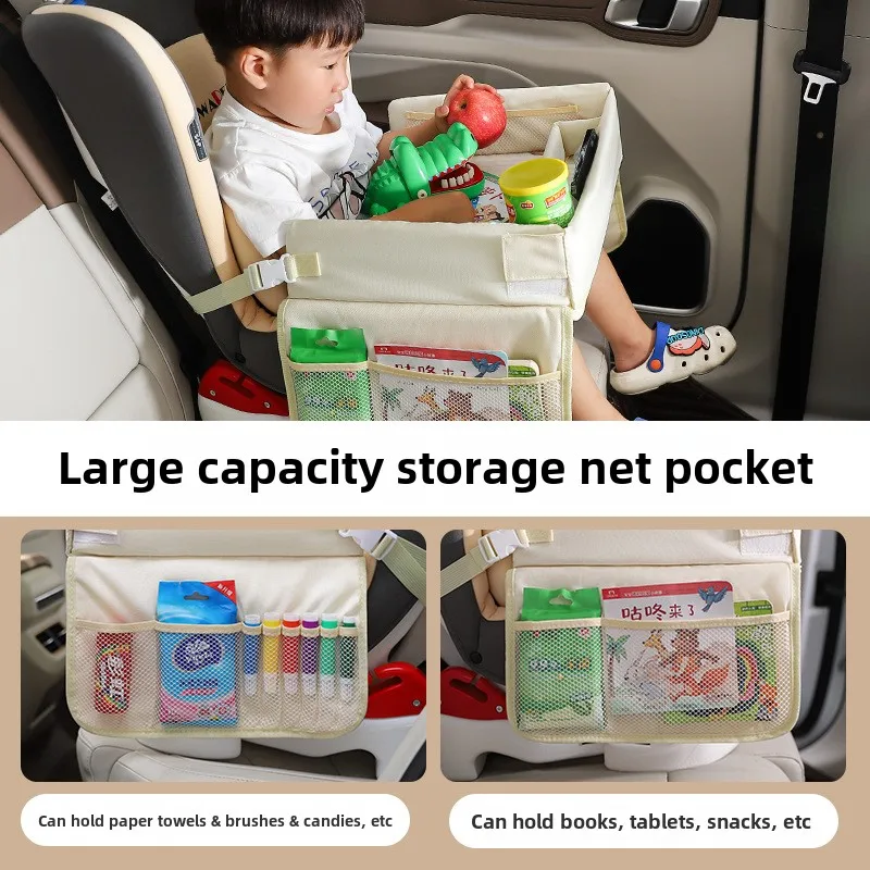 Car Seat Travel Tray Safety Seat Play Table Organizer Storage Snacks Toys Cup Holder Waterproof For Baby Children Kids Stroller