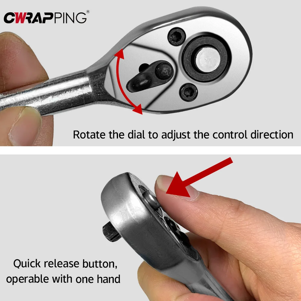 46pcs 1/4 Inch Drive Socket Ratchet Wrench Set Complete Car Repair Tools Set for Car Bike Motorcycle Maintenance Mechanic Tools