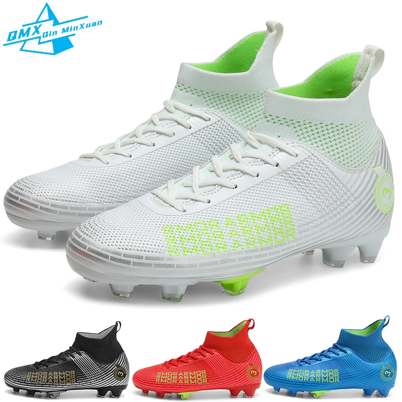 Men's Soccer Shoes Professional Anti-Skid HighTop FG/TF Training Football Boots Kids Quality Outdoor Sneakers Wholesale 31-49#