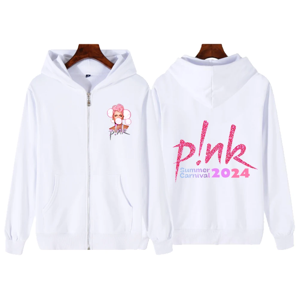 SUMMER CARNIVAL P!nk Music Singer Tour 2024 Hoodie Hot Jacket  Zip Up Hoodie Sweatshirts Y2K Coat Gift