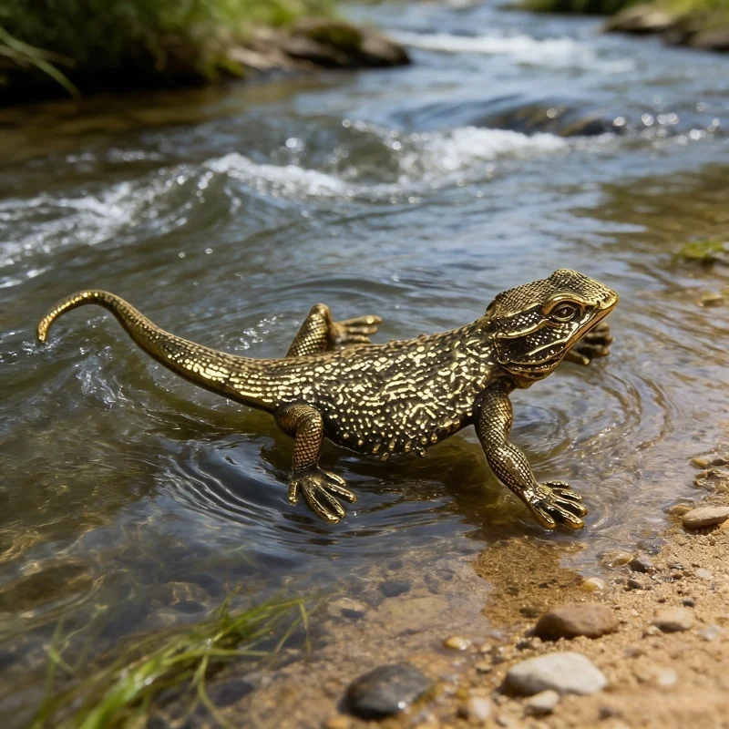 

Brass Lizard Tea Pet Statue Vintage Craft Figurine Animal Collectible Desk Decorations Home Office Decor Wealth Accessories