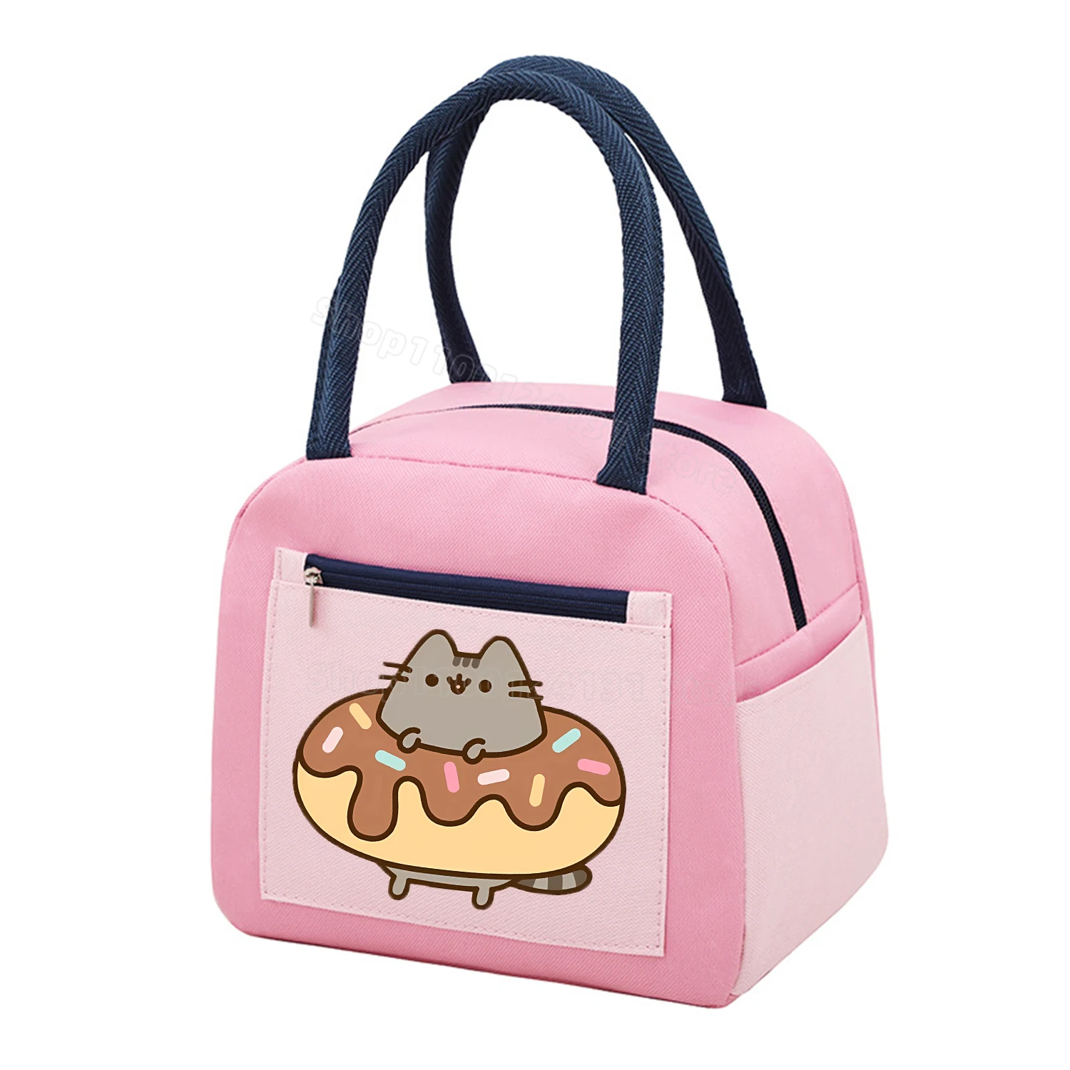 Pusheen Cat Insulated Lunch Bag for Kid Kawaii Handheld Thermal Bag Portable Lunch Bags Anime School Lunch Bag Pack Xmas Gift