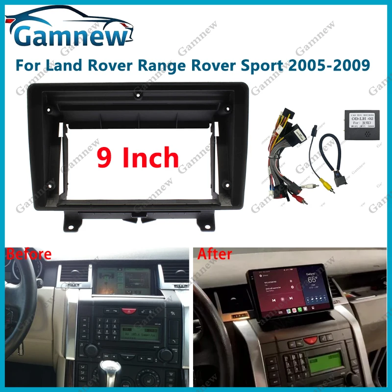 9 Inch Car Frame Fascia Adapter Android Radio Dash Fitting Panel Kit For Land Rover Range Rover Sport 2005-2009