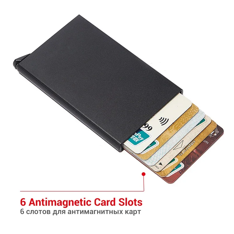 Rfid Smart Wallet Card Holder Metal Thin Slim Men Women Wallets Pop Up Minimalist Wallet Small Black Purse Vallet Walets for Men