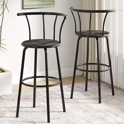 Bar Stools Set of 2, Swivel Counter Barstools with Backrest, Bar Height Chairs for Dining Room, Kitchen Island, Pub, Easy Assemb