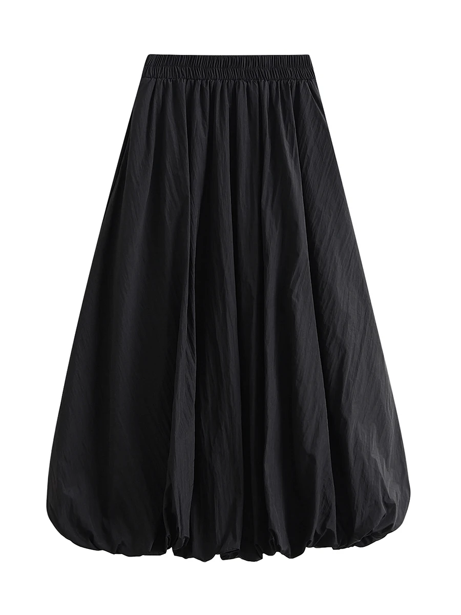 y2k Women's Balloon Long Skirt Elegant Elastic High Waist Solid Color A-Line Skirt Casual Flowy Loose Maxi Skirt Streetwear