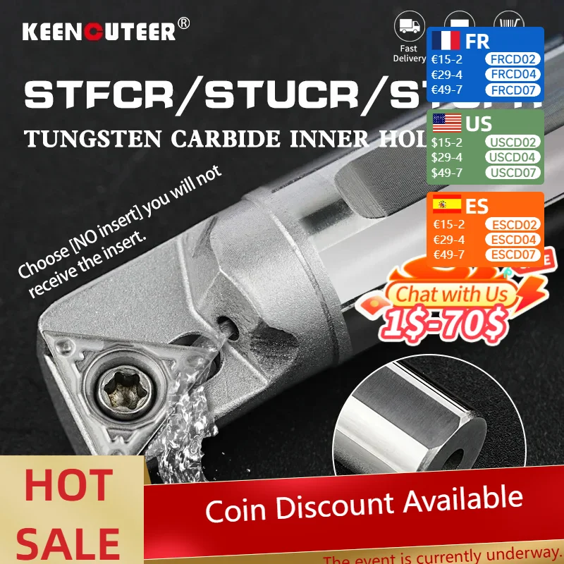 

STFCR/STUCR/STUPR Internal Cooling Tungsten Steel Cutter Bar Internal Hole Turning Tool TCMT/TPMT Carbide Blade Lathe Tool Set