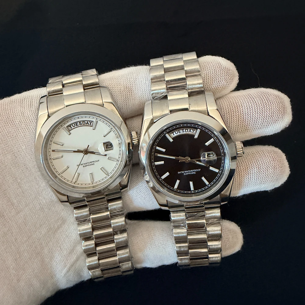 New Luxury Men's Quartz Watch Sapphire Crystal and Sealed Case Back Stainless Steel Dual Calendar 5Bar Business Watches