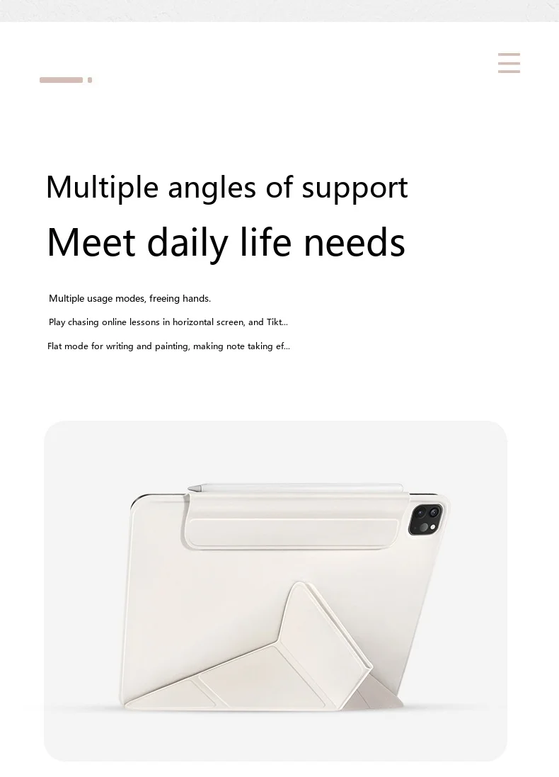 Für iPad Air Pro 11 10,9 10,2 9,7 Zoll Leder 3+Y Faltbare Magnetische Doppelseitige Clip-Schlaf-/Aufwach-Hülle – Detail 3