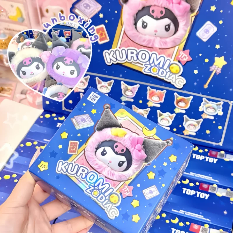 

Hot Original Sanrio Kuromi Zodiac Series Vinyl Plush Blind Box Cute Kuromi Action Figure Bag Pendant Surprise Box Birthday Gift