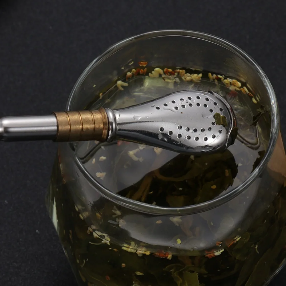 2 Piece Multifunctional Stainless Steel Yerba Mate Tea Spoon Reusable Detachable Straw Spoon Rust-proof Tea Filter Kitchen