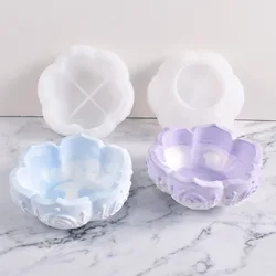 Rose Lotus Silicone Mold DIY Round Succulent Flower Pot Epoxy Mould Handmade Jewelry Storage Box Craft Molds Home Decoration