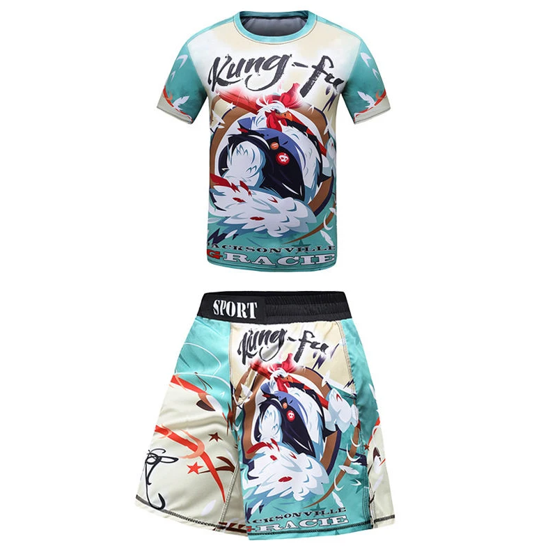 Kid\'s Gym MMA Boxing Jerseys Baby Boys Sport T Shirts Shorts Set Suit Rashguard Kickboxing Trousers Children BJJ Sportsuit 172