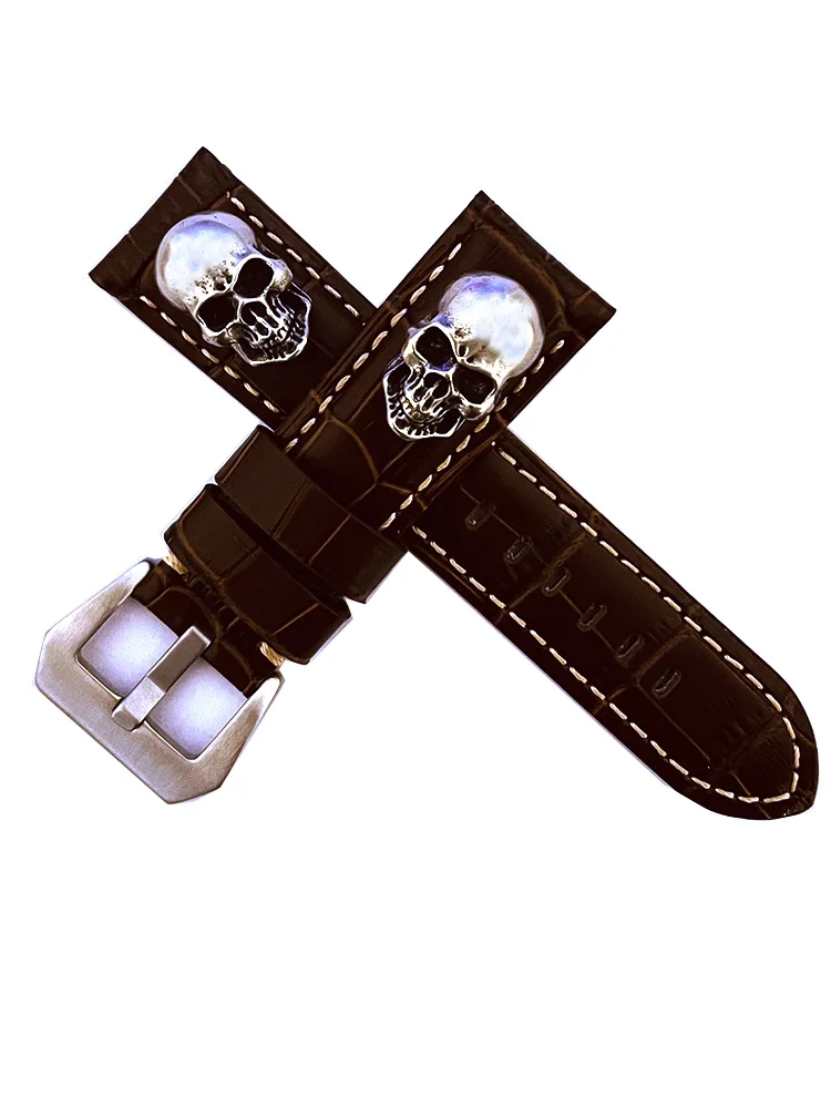 Handmade Punk Genuine Leather Watch Band Casual Cowhide Strap 20 22 24 26mm Men's and Women's Watch Pin Sports Strap