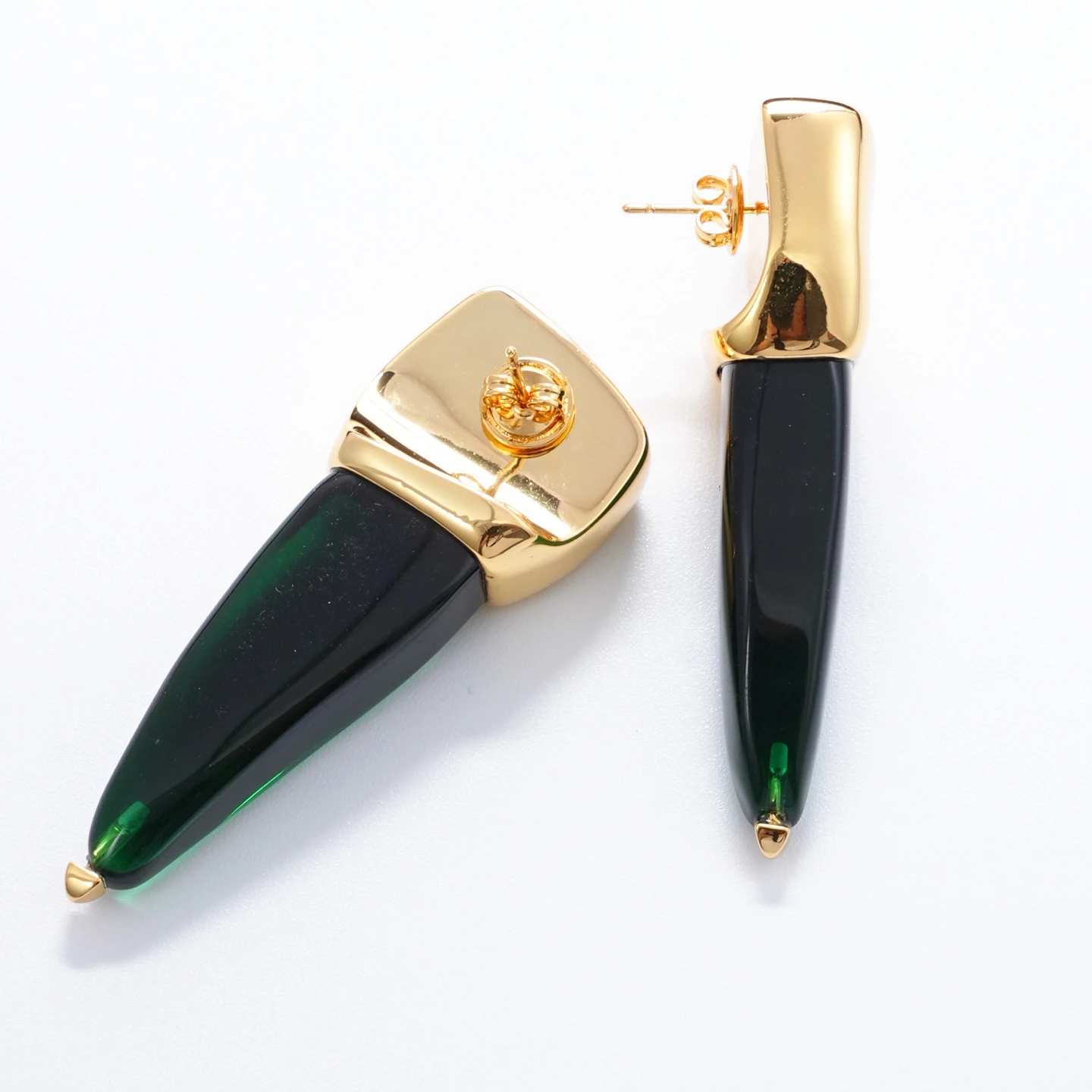 

Fashion Green Geometric Brass Gold Plated Designer Brand Earrings Women Luxury Jewelry
