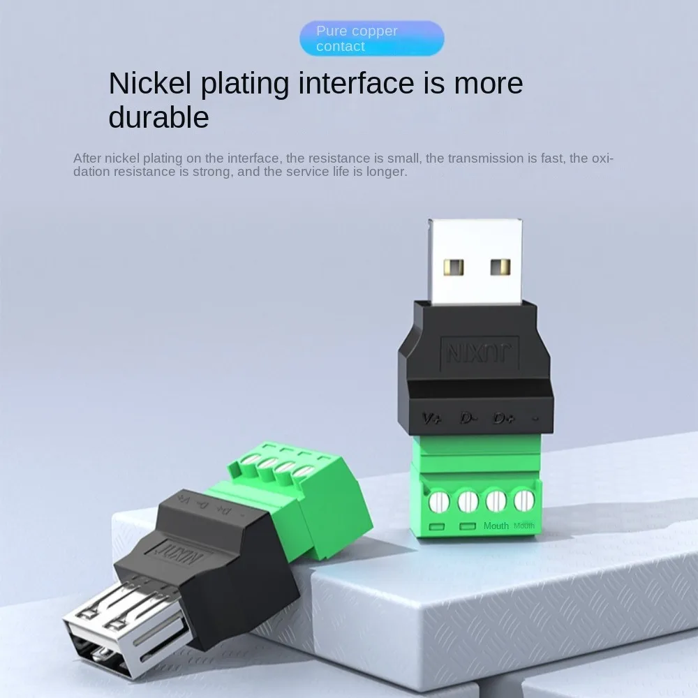 Enchufe USB USB 2,0, conector USB tipo A, conector adaptador Jack, conector de Terminal de tornillo de 4 pines, Terminal de giro USB de 4 pines