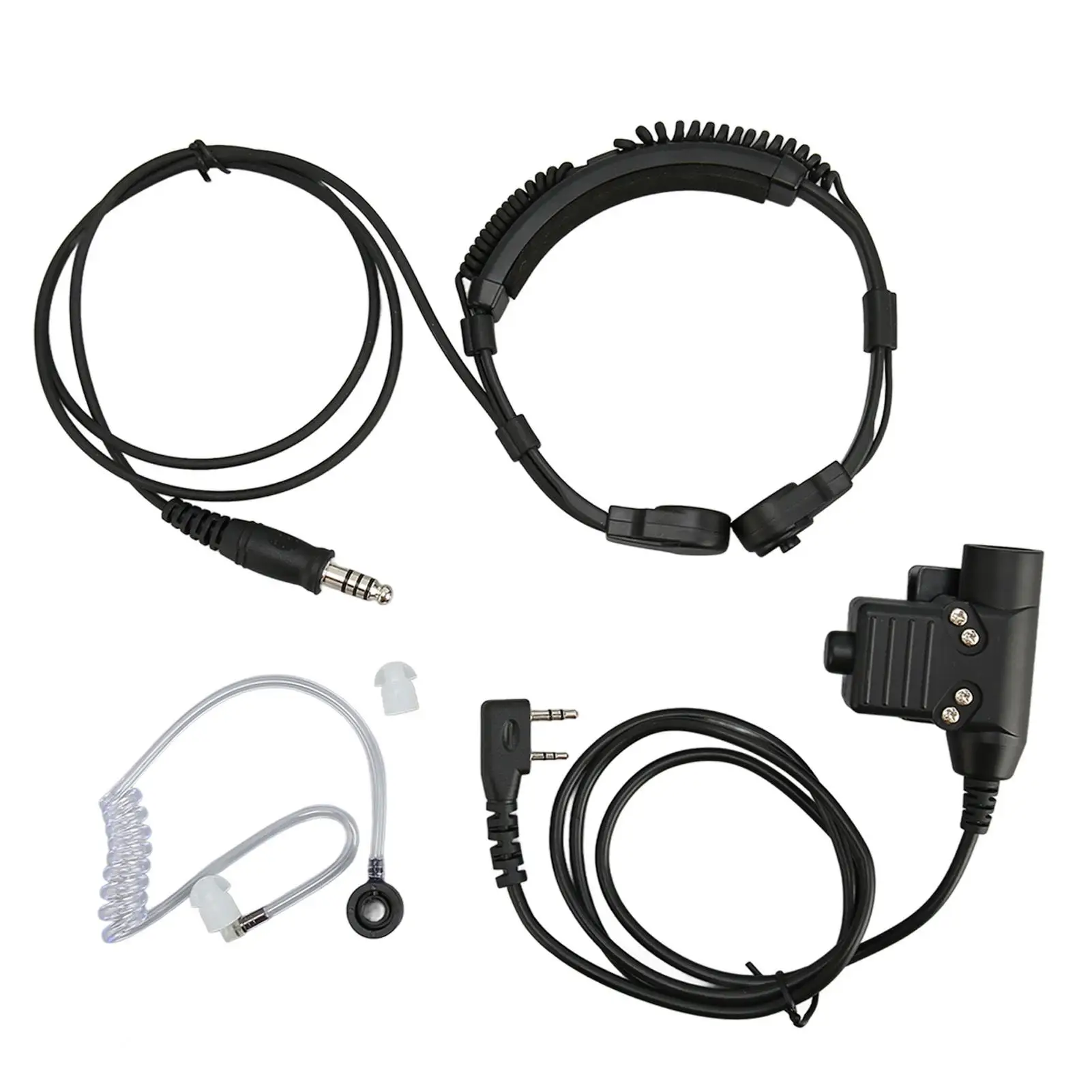 

Throat Microphone Headset with Telecommunication Earpiece and U94 PTT for Two Way Radios and Walkie Talkies