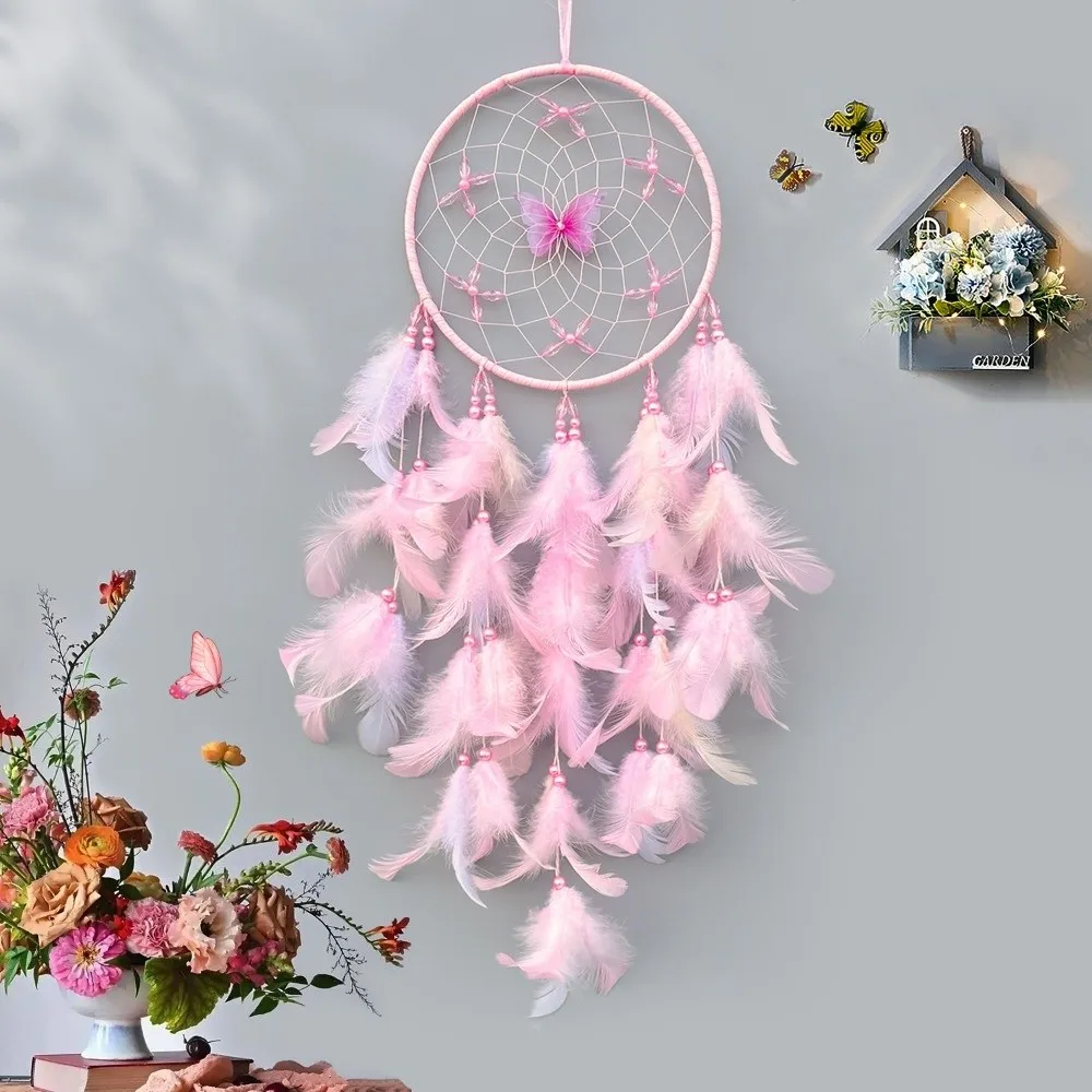 Handmade Butterfly Dream Catcher Home Decoration Wall Hanging Oranments Butterfly Wind Chime Creative Gifts Room Hanging Decor
