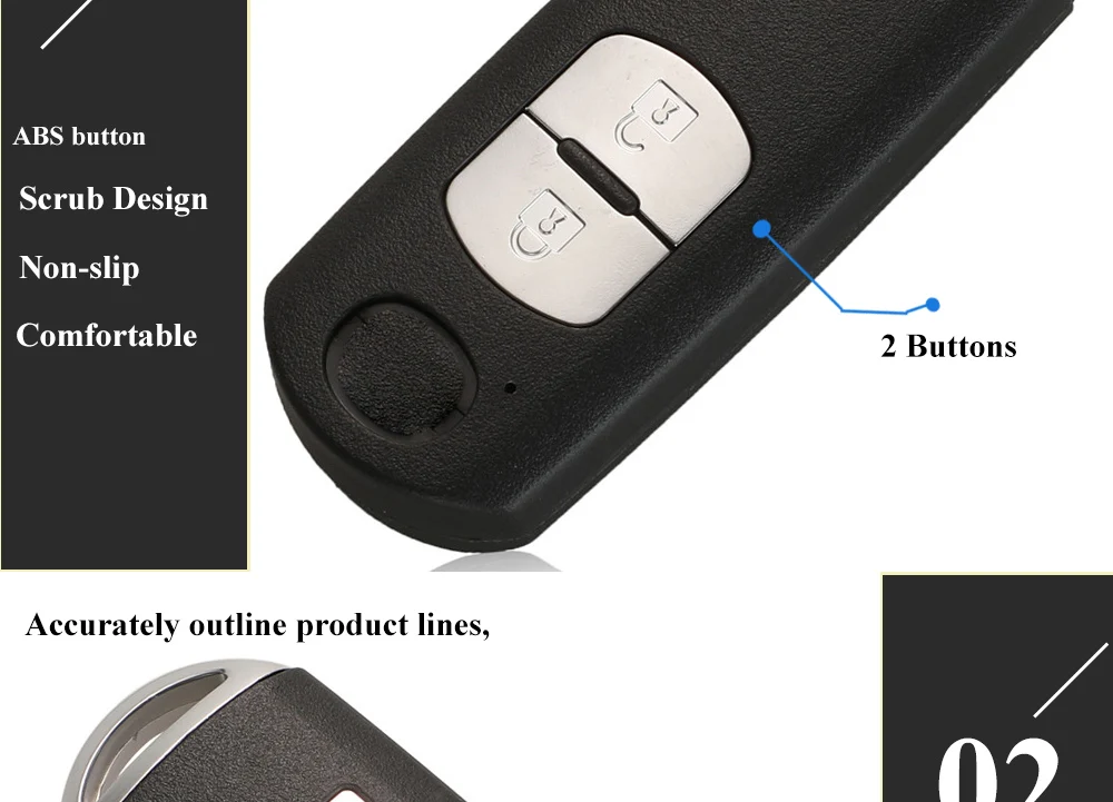 Jingyuqin 433 Mhz ID49 2/3/4 Tasten Smart Key für MAZDA 2 3 6 CX-5 Atenza Axela 2014 + SKE13E-01 SKE13E-02 Auto Fernbedienung Nologo – Detail 7