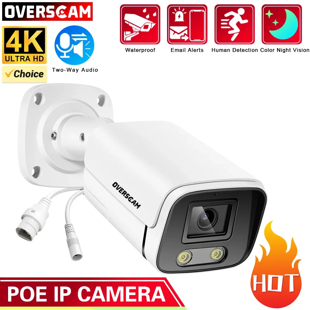 

8MP 4K 5MP Security POE Camera H.265 Outdoor Full Color Night Vision Two-Way Auido IP Camera Wide Angle 3.6mm Video Surveillance