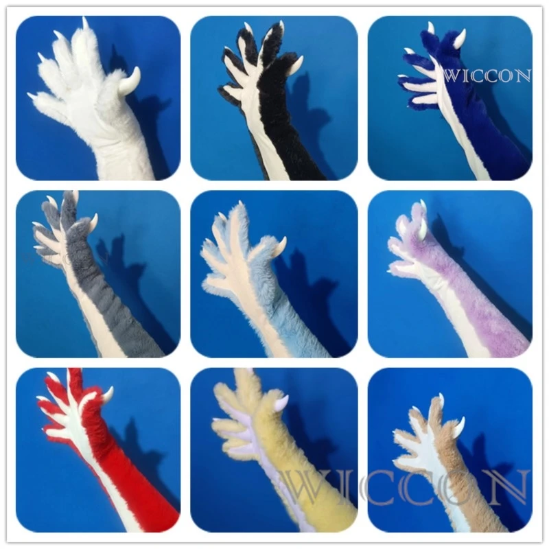 

Fursuit Cat Paws Cartoon Plush Furry Kigurumi Cat Cosplay Kig Costume Nail Tiger Claws Full Finger Mittens Story Tell 1pair