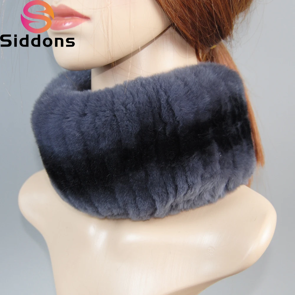 Winter Women Hot Sale Knitted Real Rex Rabbit Fur Scarf Natural Soft Rex Rabbit Fur Scarves Girls Warm 100% Genuine Fur Headband