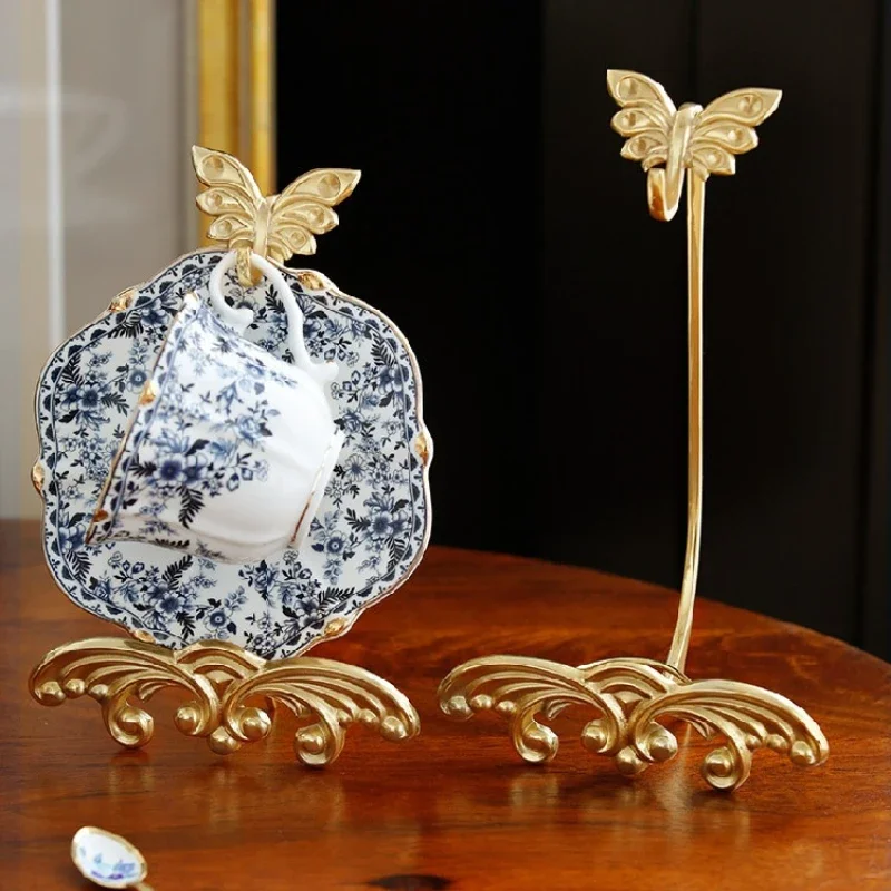 Medieval  Brass Teacup and Saucer Display Stand,Teacup Holder Stand for Display,Antique Coffee Cup Mug Holder for One Cup