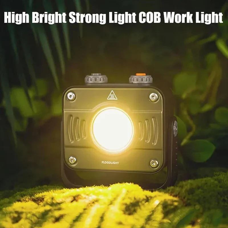 COB LED ضوء التخييم، ستبليس يعتم الفيضانات السوبر مشرق 1200LM مع قوس المغناطيس 8000mAh للطوارئ، المرآب العمل