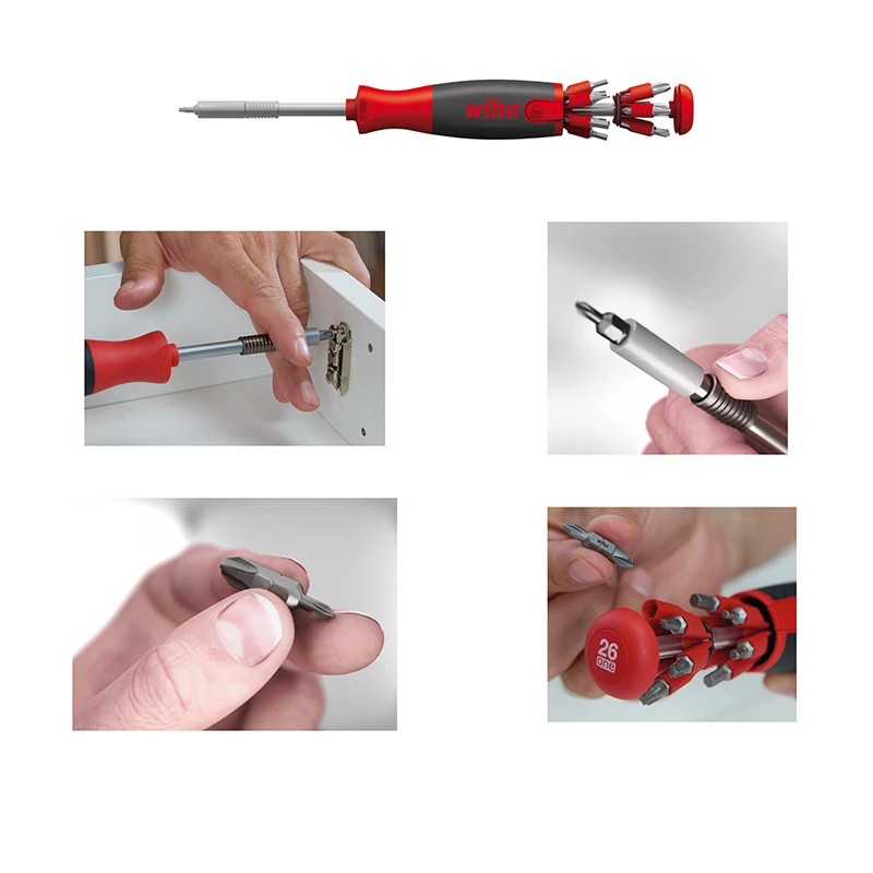 Wiha 40907 26-in-1 LiftUp Screwdriver Sets with Magazine Bit Holder Mixed with 13 Double Bits