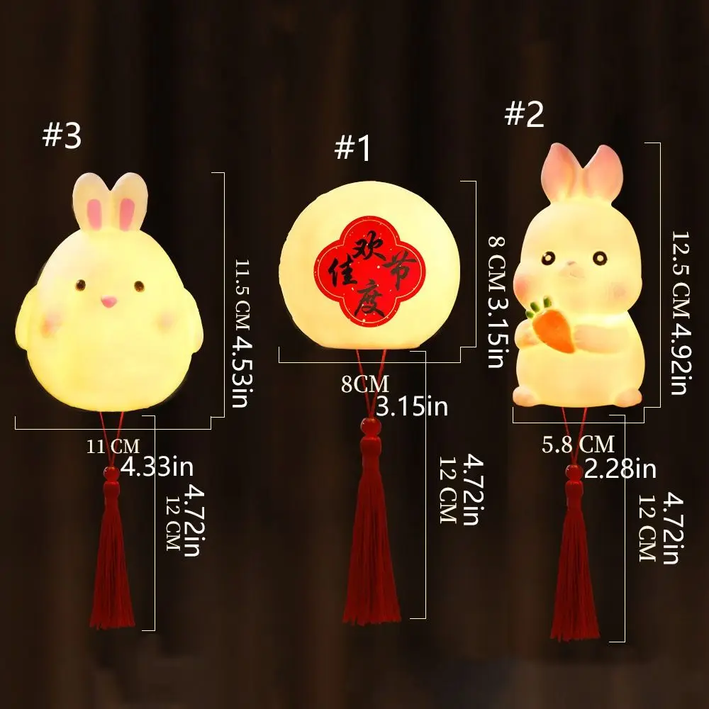 Cartoon Chinese Rabbit Lantern Traditional Blessing LED Lantern Toys Handmade Portable Handheld Lamp Family Activity