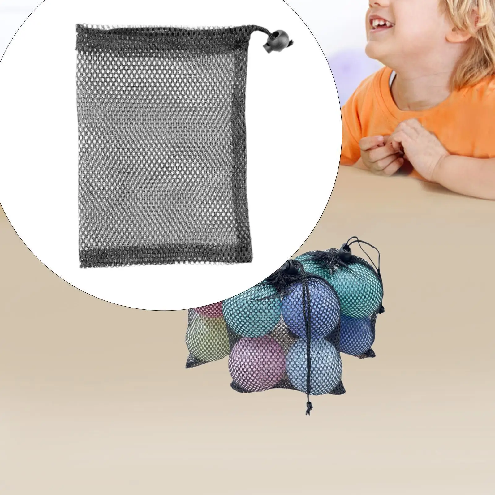 Multifunctional Mesh Drawstring Bag Lightweight Cloth Storage Pouch for Gadgets Table Tennis Beach Supplies