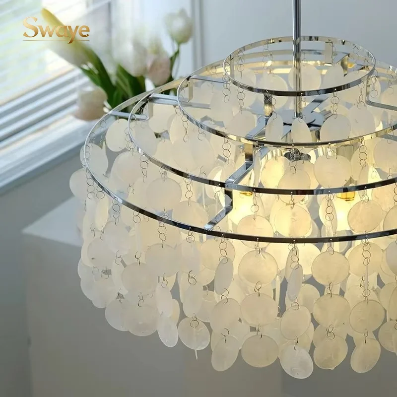 Nordic Luxury Shell LED Ceiling Chandeliers Bedroom Restaurant Dinning Room Ceiling Pendant Light Home Decor Indoor Luster Lamps
