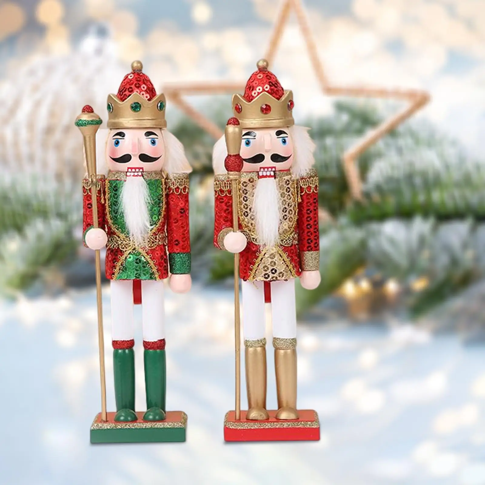 Set of 4 Nutcracker Figures 7inch for Seasonal Decor , 2pcs 30cm, Height: 30cm