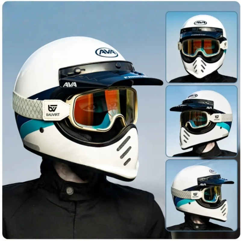 AVA Pointed Nose Small Helmet Motorcycle Highway Cruise Classics Cafe Racer Cascos ECE Vintage Small Shell Off-road Helmet