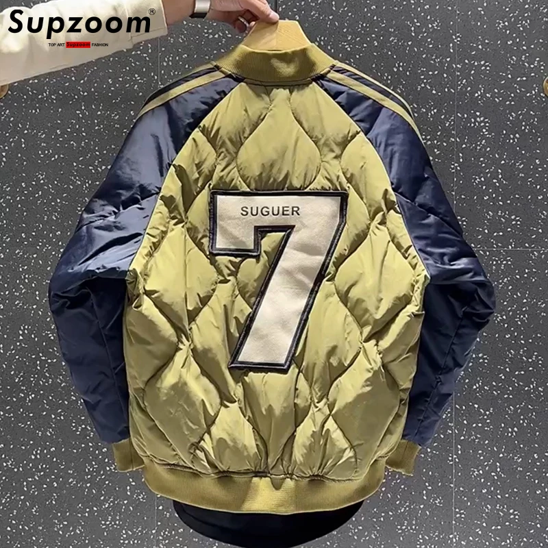 Supzoom 2022 New Arrival Hip Hop Embroidery Couples Casual Top Fashion Male And Female Winter Men Coat Warm Baseball Down Jacket