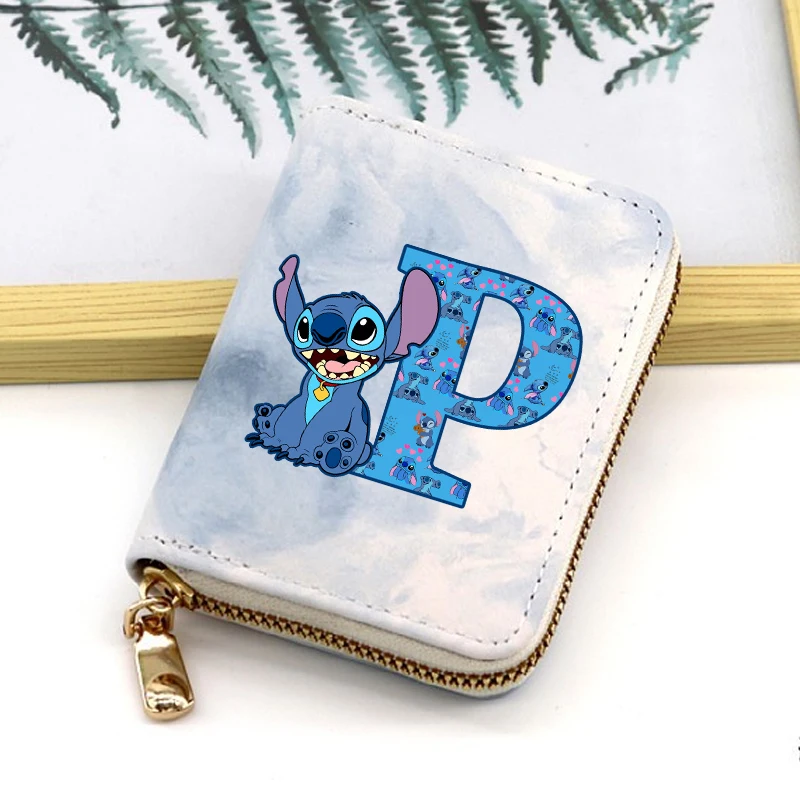 جديد غرزة ديزني المحافظ الكرتون رسالة A-Z المطبوعة محافظ الكرتون محفظة للعملة حقائب النساء بنين بنات أنيمي مفتاح حقيبة التخزين #4