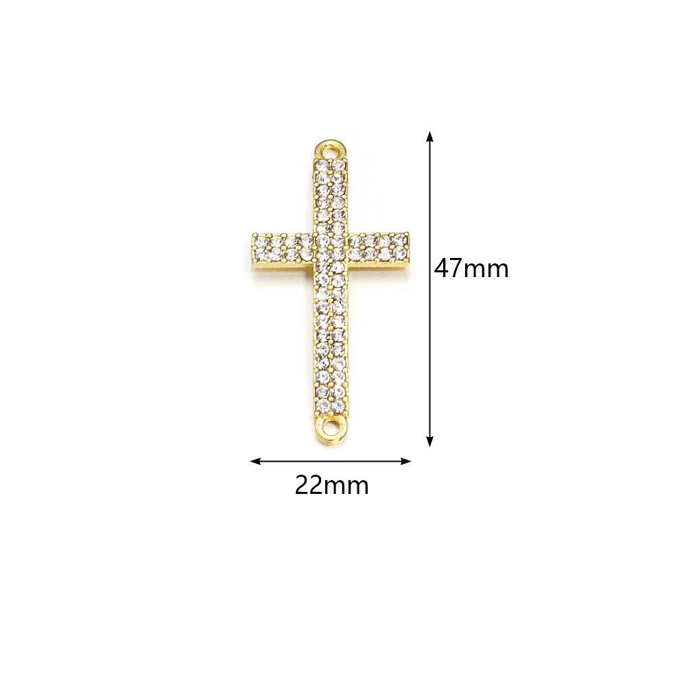 SAUVOO Alloy 22x47mm Cross Inlaid Rhinestone Exquisite Shiny Crystal Jesus Cross Necklace Pendants Religious Jewelry Accessories