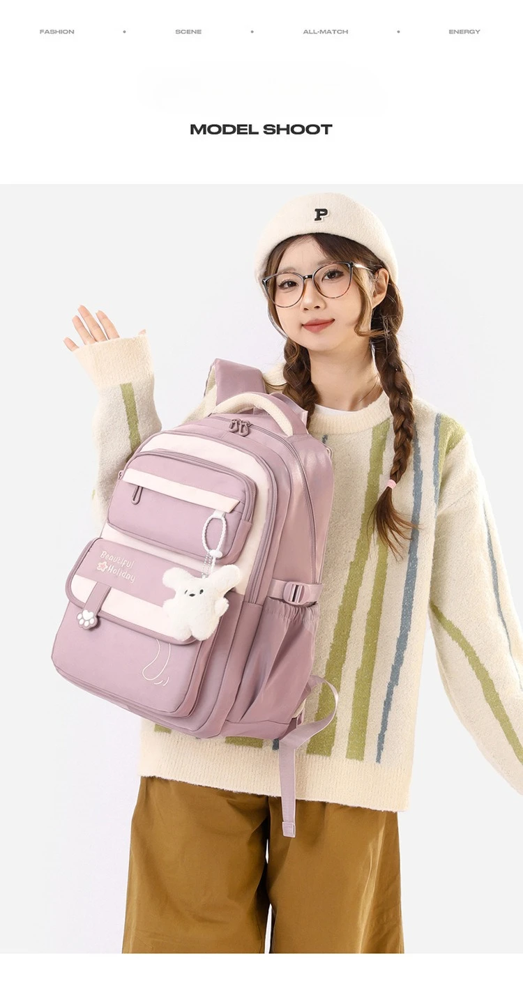 Middle School Backpack for Girls Large Capacity Bookbag Lightweight Fashion Student Backpack Simple Modern School Bags for Teens