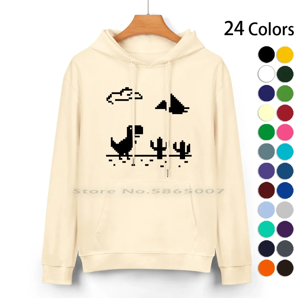 Trex Cactus Daily Life Pure Cotton Hoodie Sweater 24 Colors Jurasic No Connection Offline T Rex Offline Game No Internet Game