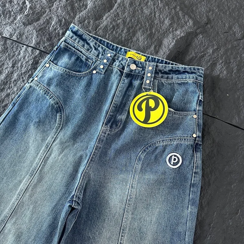 2026ss Light Blue Protect Denim Jeans High Street Women Men Casual Loose Hip Hop Pants Streetwear