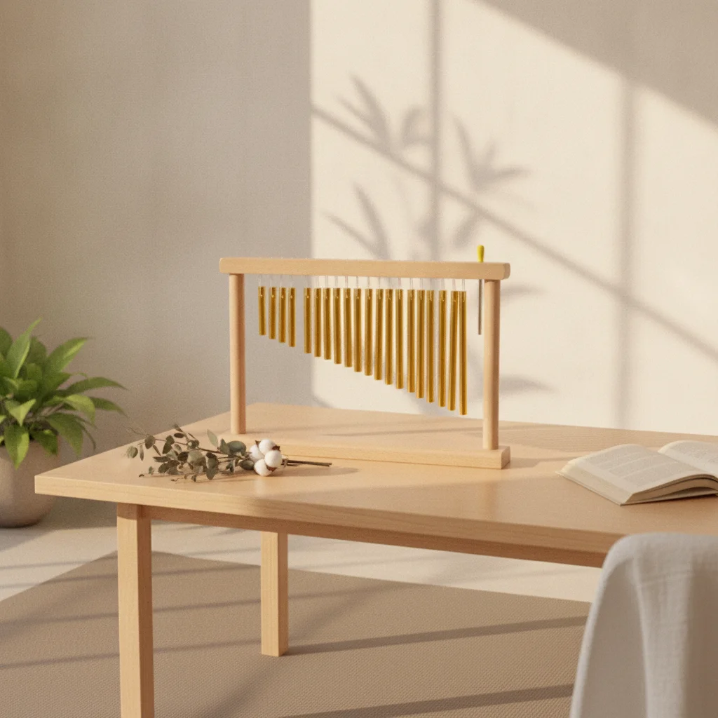 Tabletop Bar Chime Portable Desktop Chime with 20 Tubes Percussion Instrument Compact Polished for Meditation Practitioners