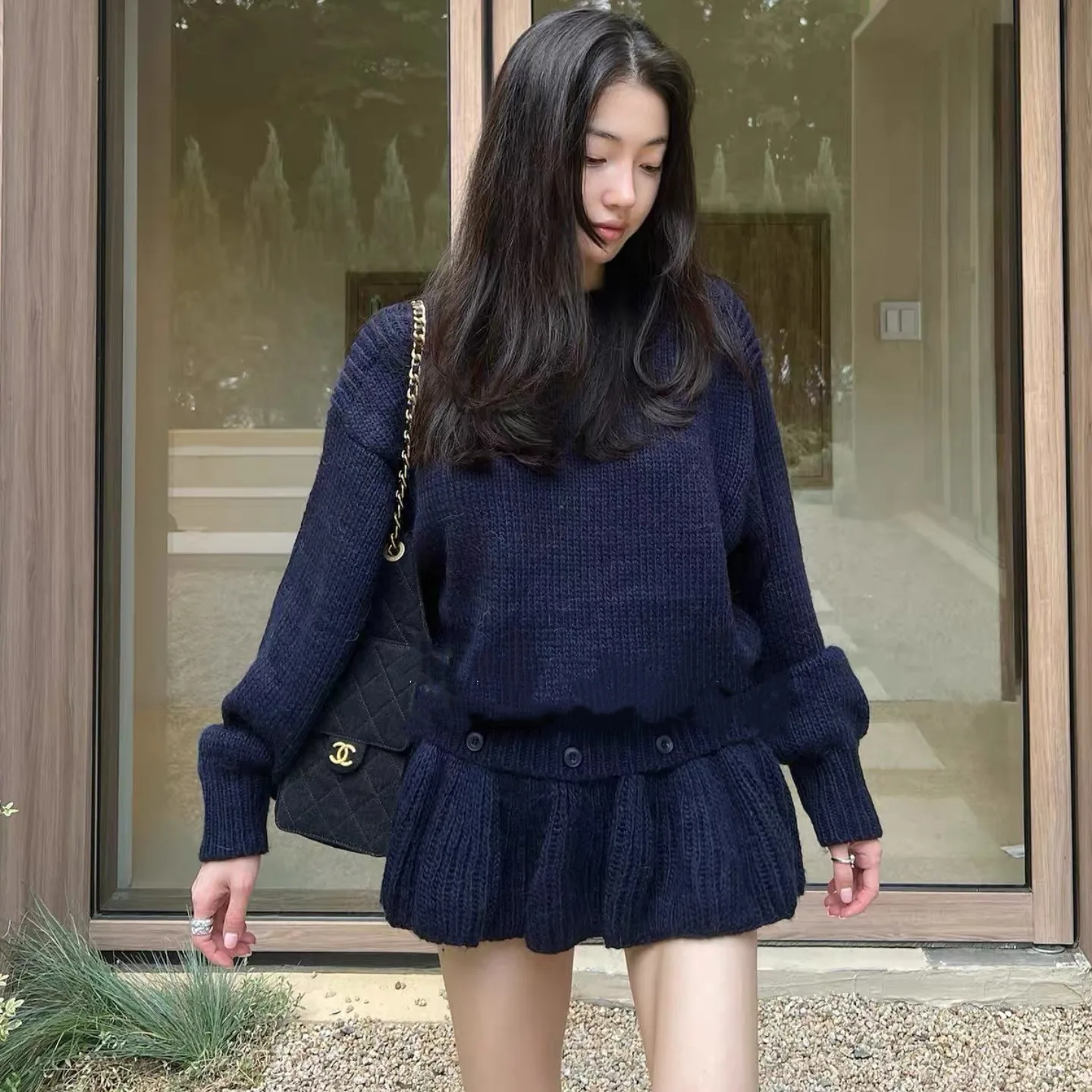 

Женский осенне-зимний вязаный свитер, круглый, мягкий, уютный, ленивый, съемный, из мягкой хлопчатобумажной пряжи, дизайн для похудения, топ irt